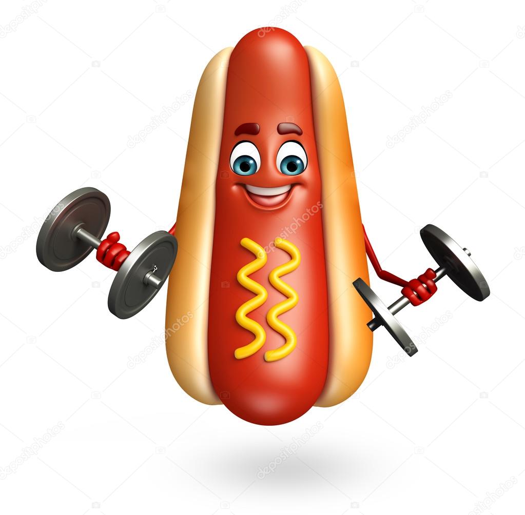 Cartoon character of hot dog
