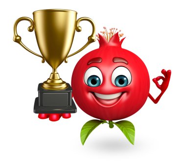 Nar meyve kupa ile çizgi film karakteri