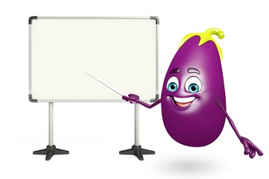 Çizgi film karakteri brinjal meyve ekran kartı ile