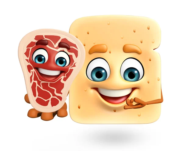 Cartoon character of bread — Stock Photo, Image