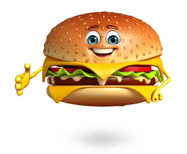 Caractère de dessin animé de hamburger — Photo