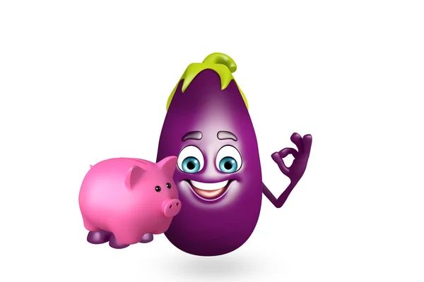 Cartoon character of  brinjal fruit — Stock Photo, Image