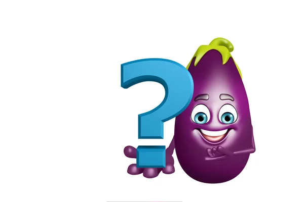 Cartoon character of  brinjal fruit with question mark — Stock Photo, Image