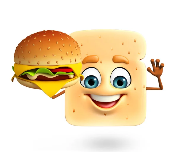 Kreslená postavička chleba — Stock fotografie