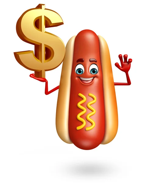 Cartoon character of hot dog — Stock Photo, Image