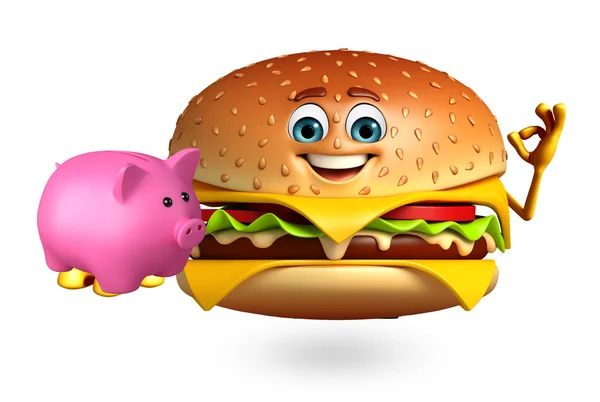 Cartoon character of  burger — Stock Photo, Image