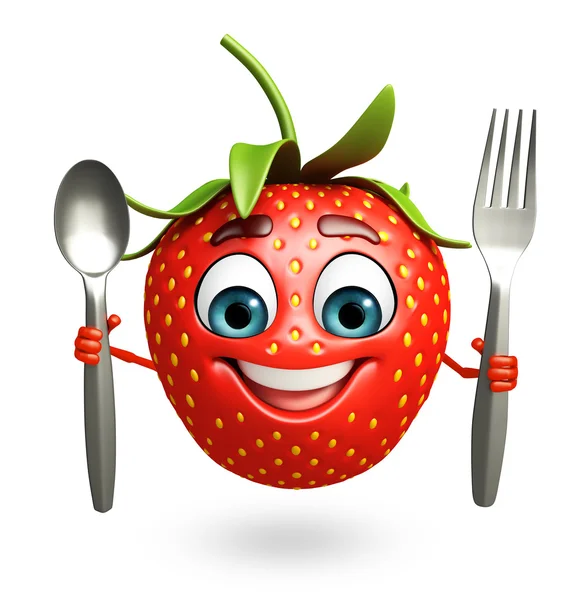 Karakter kartun dari strawberry — Stok Foto