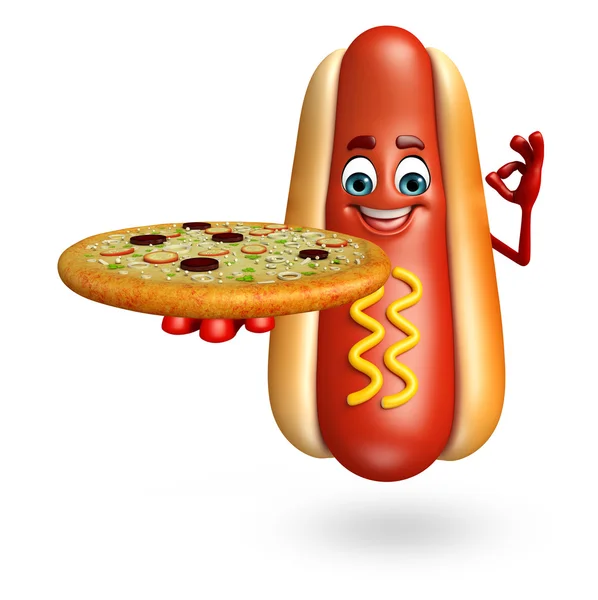 Stripfiguur van hotdog — Stockfoto