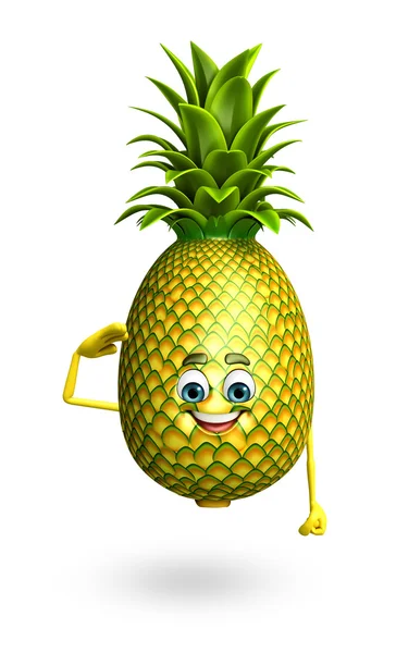 Kreslená postavička ananasu — Stock fotografie