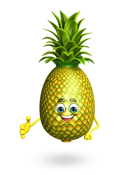 Kreslená postavička ananasu — Stock fotografie
