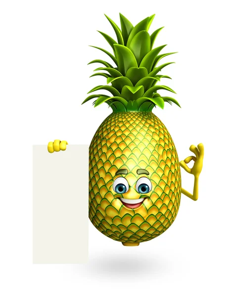 Cartone animato personaggio di ananas — Foto Stock