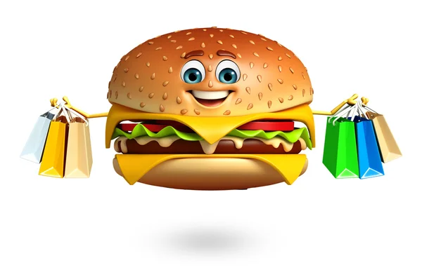 Caractère de dessin animé de hamburger — Photo
