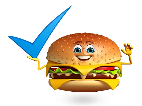 Personagem de desenho animado de hambúrguer — Fotografia de Stock