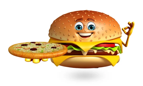 Caractère de dessin animé de hamburger — Photo