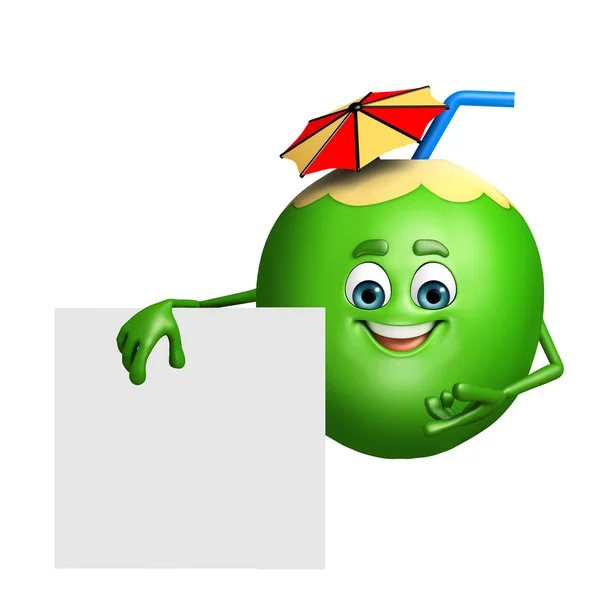 Personagem de desenhos animados de frutas de coco — Fotografia de Stock