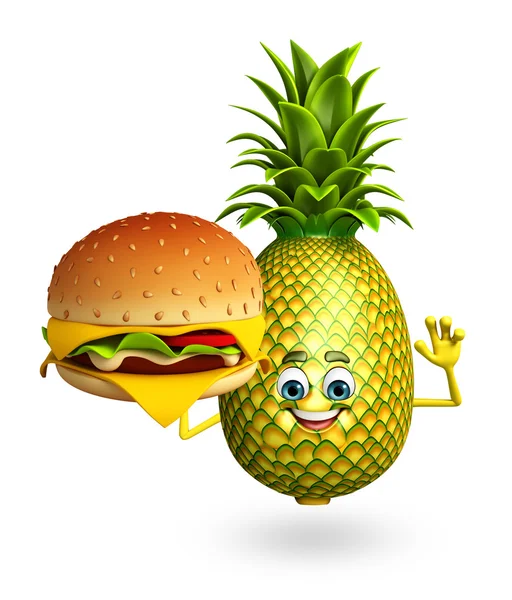 Cartone animato personaggio di ananas — Foto Stock