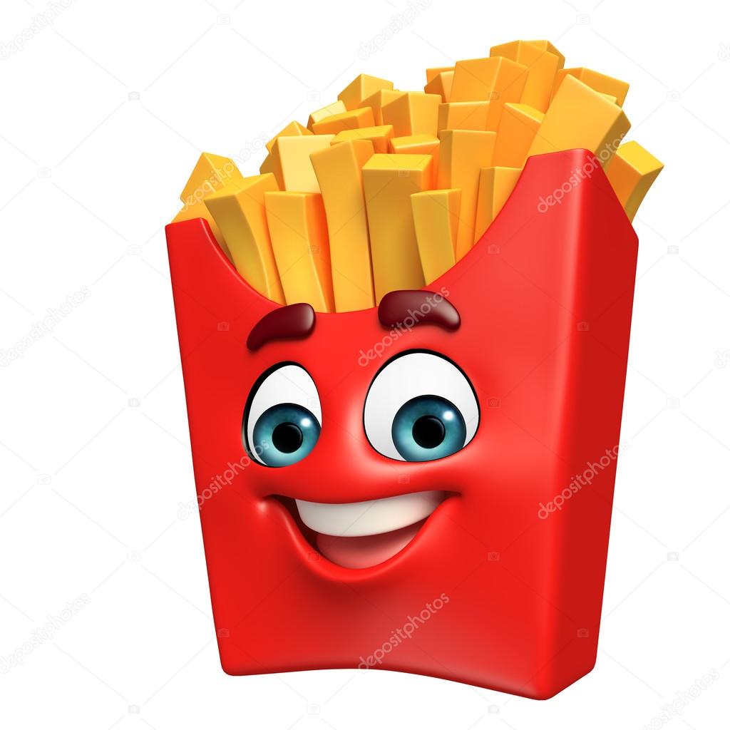 3d rendered illustration of french fries cartoon character