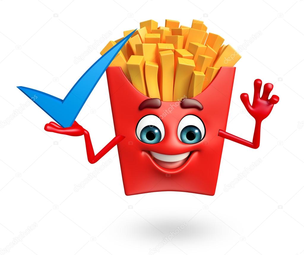 3d rendered illustration of french fries cartoon character
