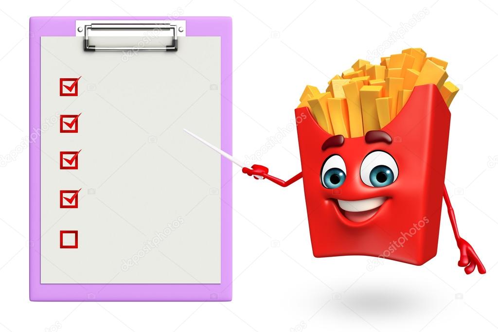 3d rendered illustration of french fries cartoon character