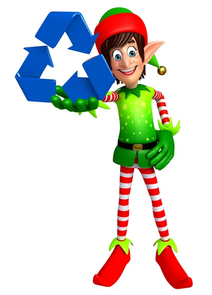 Cartoon Elves with recycling icon — Stock Photo, Image