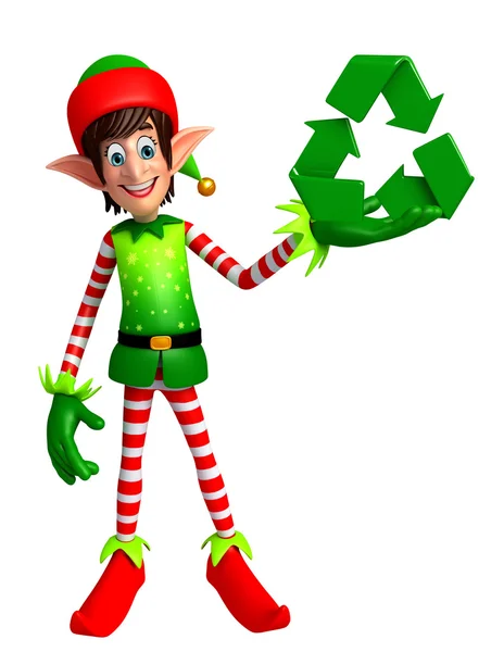 Kreskówka elfy z recyklingu ikona — Zdjęcie stockowe