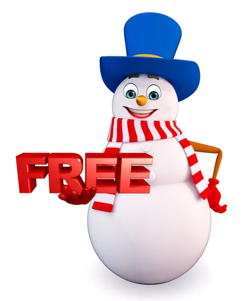 Snowman with free sign — Stock Photo, Image