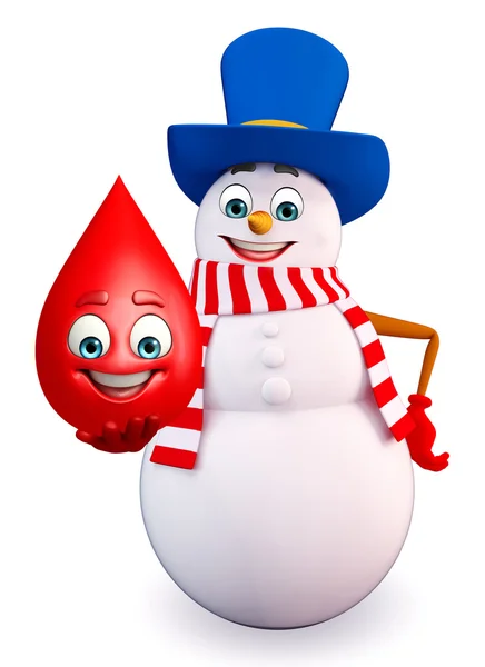 Cartoon Snowman with blood drop — Stock Photo, Image