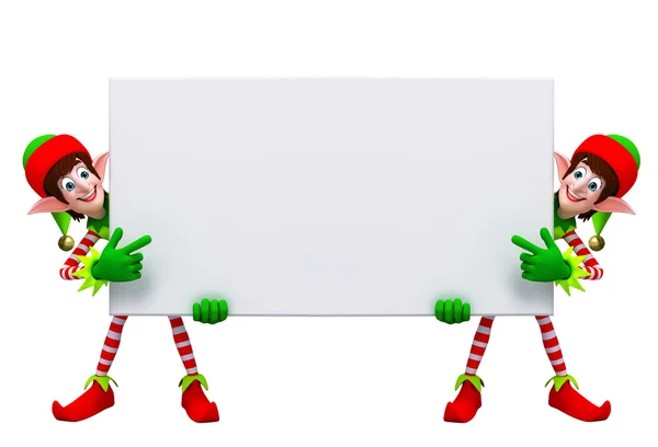 Cartoon Elves with sign — Stock Photo, Image