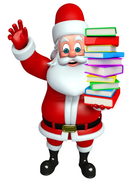 Babbo Natale con mucchio di libri — Foto Stock