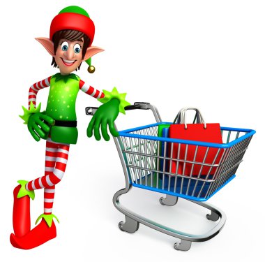 Elfler alışveriş çantası ve tramvay ile