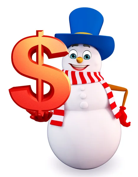 Snowman with dollar — Stock Photo, Image