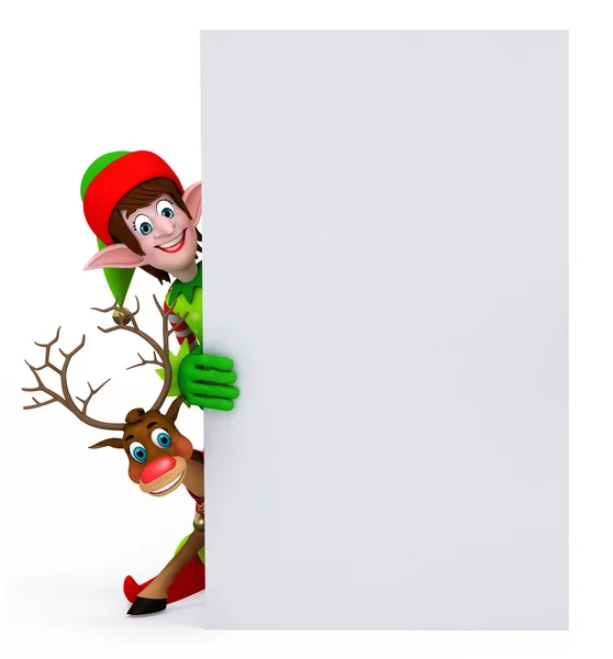 Cartoon Elves with sign — Stock Photo, Image