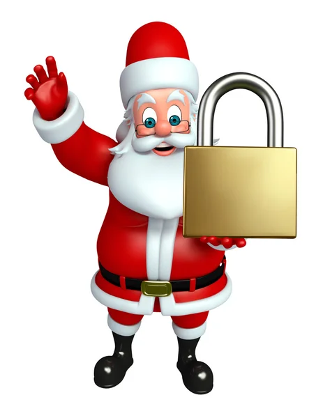 卡通圣诞老人带锁 — 图库照片