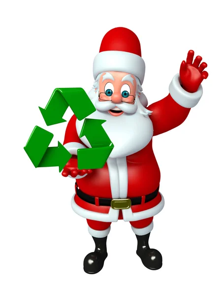 卡通圣诞老人与回收图标 — 图库照片