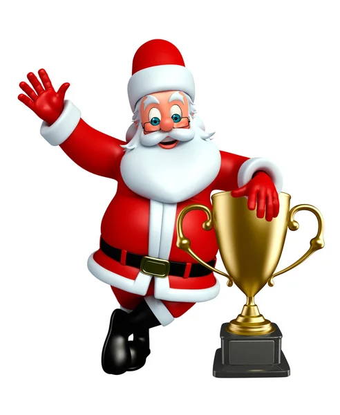 Desenhos animados Papai Noel com troféu — Fotografia de Stock