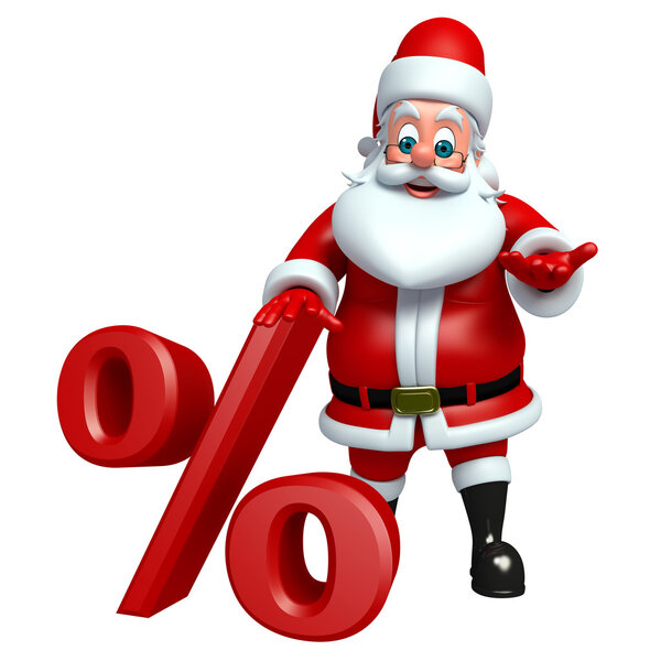 Cartoon Santa claus with percent sign