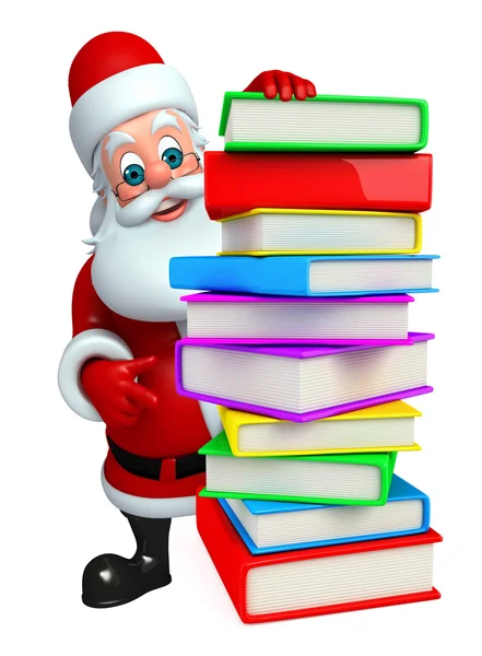 Babbo Natale con mucchio di libri — Foto Stock