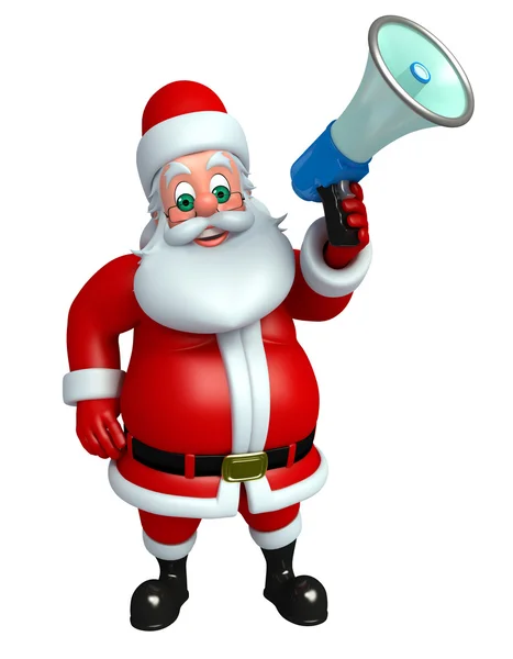 卡通圣诞老人与扬声器 — 图库照片