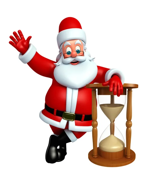 Cartoon Babbo Natale con orologio a sabbia — Foto Stock