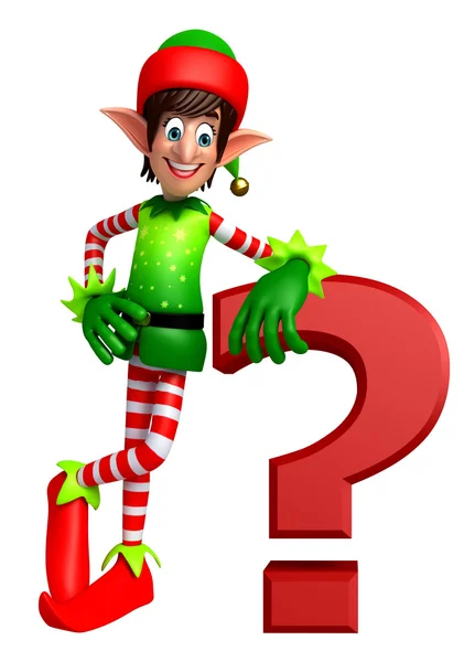 Cartoon Elves with question mark sign — Stock Photo, Image