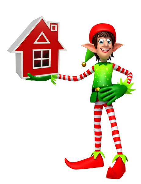 Cartoon Elves with house — Stock Photo, Image