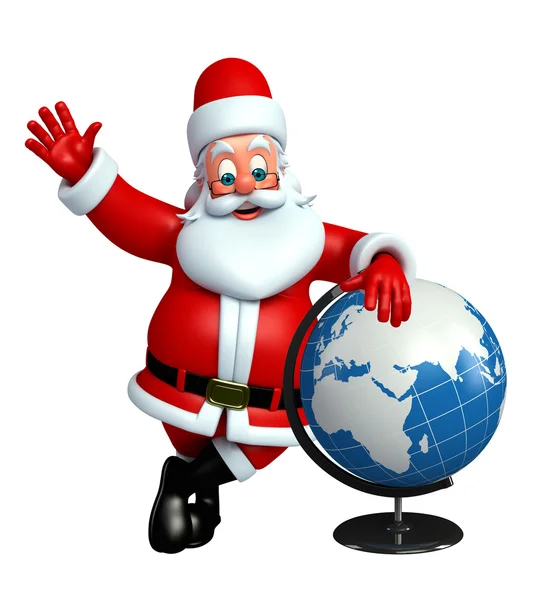 Мультфильм Санта-Клаус с глобусом — стоковое фото