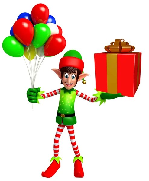 Cartoon Elves with gift box — Stock Photo, Image