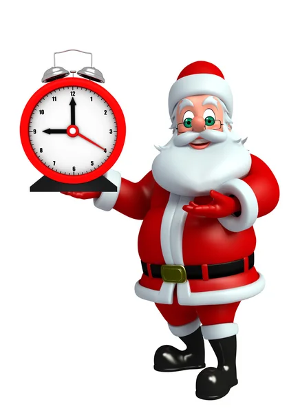 卡通圣诞老人与时钟 — 图库照片