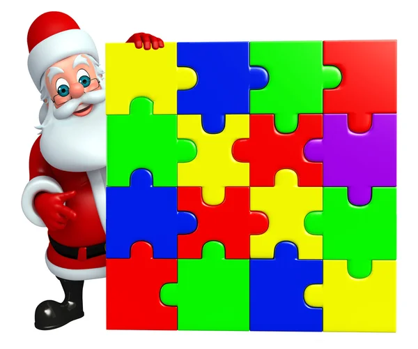 Père Noël avec puzzle — Photo