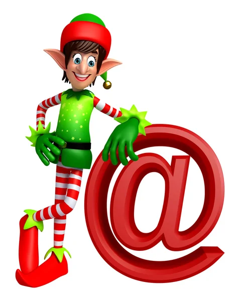 Cartoon Elves with at the rate sign — Stock Photo, Image