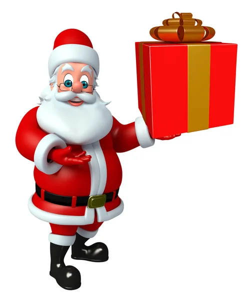 Cartoon Santa claus with gift box — Stock Photo, Image