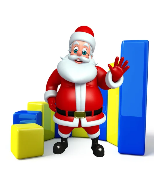 Cartoon-Weihnachtsmann mit Geschäftsdiagramm — Stockfoto