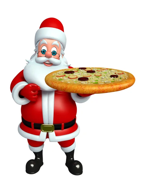 Desenhos animados Papai Noel com pizza — Fotografia de Stock