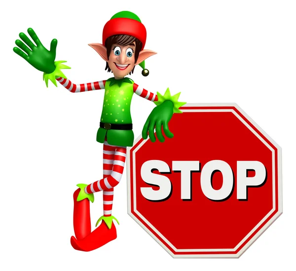 Elves with stop sign — Stock Photo, Image
